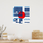 Katakana Japans alfabet Poster (vlag/blauw) (Keuken)