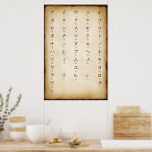 Katakana met Romaji Japanse Antiek stijl Poster (Keuken)