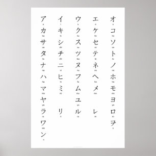 Katakana met Romaji leert Japanse tekens Poster