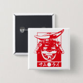 [Katakana] Samurai rood personage Vierkante Button 5,1 Cm (Voorkant /achterkant)