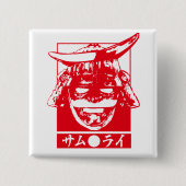 [Katakana] Samurai rood personage Vierkante Button 5,1 Cm (Voorkant)