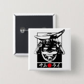 [Katakana] Samurai Vierkante Button 5,1 Cm (Voorkant /achterkant)