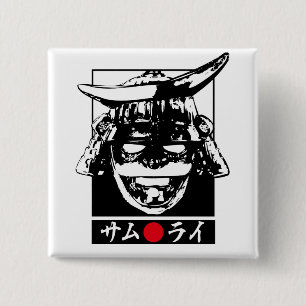 [Katakana] Samurai Vierkante Button 5,1 Cm