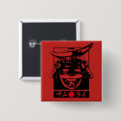 [Katakana] Samurai Vierkante Button 5,1 Cm (Voorkant /achterkant)