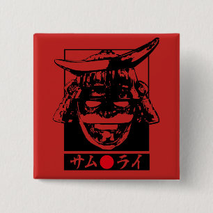 [Katakana] Samurai Vierkante Button 5,1 Cm