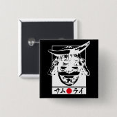 [Katakana] Samurai wit personage Vierkante Button 5,1 Cm (Voorkant /achterkant)