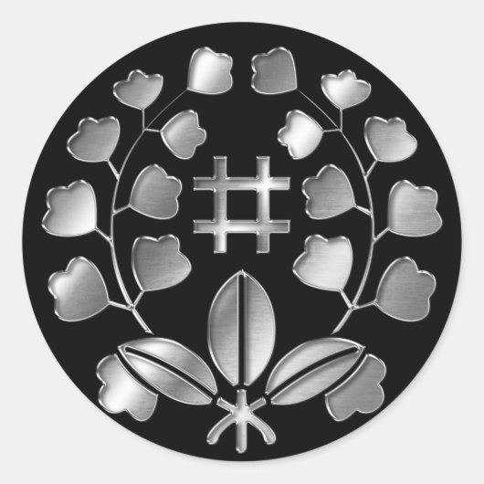 Katakura Clan Kamon Silver Chrome Ronde Sticker (Voorkant)