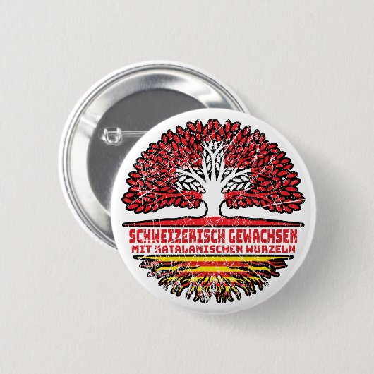 Katalonien Katalanisch Schweizer Schweiz Baum Ronde Button 5,7 Cm (Voorkant /achterkant)
