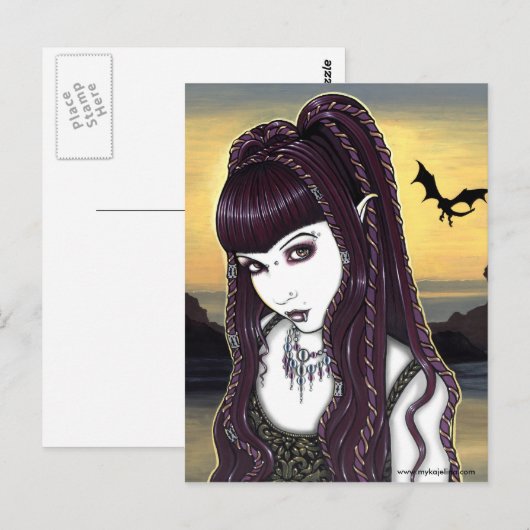 Katana Gothic Dragon Goddess Briefkaart (Voorkant / Achterkant)