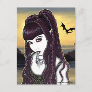 Katana Gothic Dragon Goddess Briefkaart