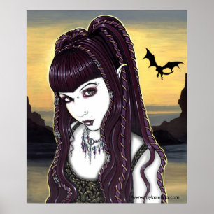 Katana Gothic Dragon Goddess Poster