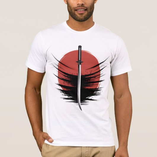 Katana Sword T-Shirt | Japanese Rising Sun, Samura (Voorkant)