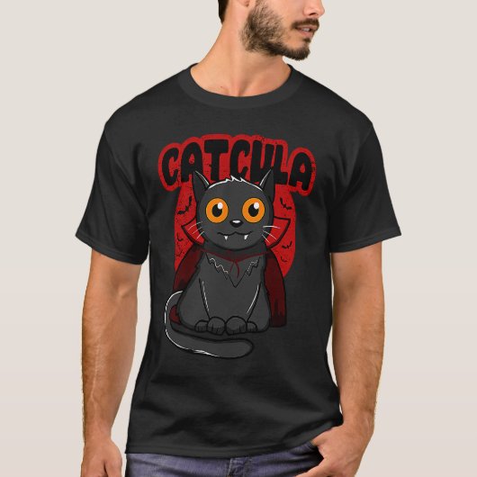 Katcula Halloween Kitty Dracula Vampier Kat T-shirt (Voorkant)