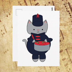 Katdrummer Marchingband Navyblauw en Rood Briefkaart