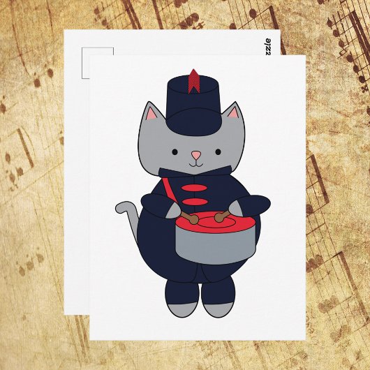 Katdrummer Marchingband Navyblauw en Rood Briefkaart