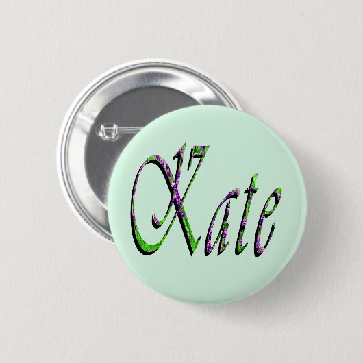 "Kate" Bloemendesign Lavendel Kate Naam, Ronde Button 5,7 Cm (Voorkant /achterkant)