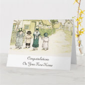 Kate Greenaway: Groot Wenskaart onder het raam Kaart (Gele Bloem)