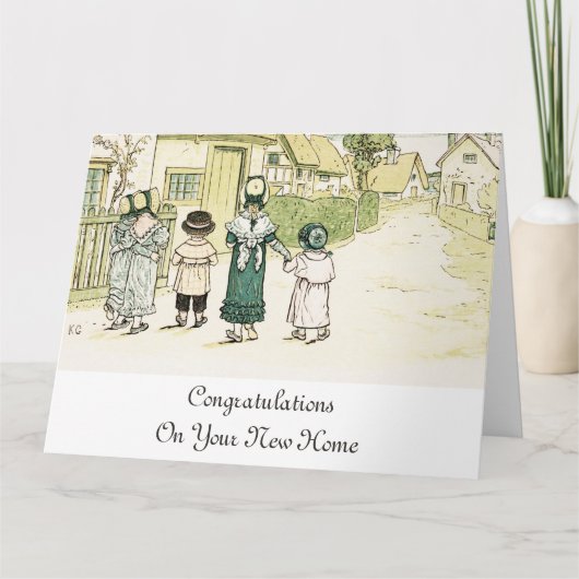 Kate Greenaway: Groot Wenskaart onder het raam Kaart (Voorkant)