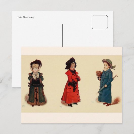 Kate Greenaway: Kerstmis Feestdagenkaart (Voorkant / Achterkant)