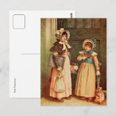 Kate Greenaway: Twee meisjes gaan naar school Briefkaart (Voorkant / Achterkant)