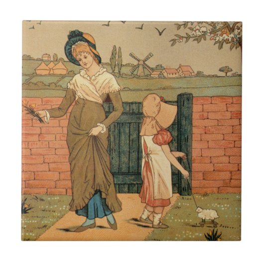 Kate Greenaway, Victoriaans tekenmoeder en kind Tegeltje (Voorkant)