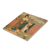 Kate Greenaway, Victoriaans tekenmoeder en kind Tegeltje (Zijkant)