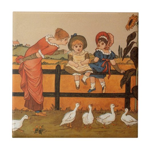 Kate Greenaway, Victoriaans vrouwelijke kinderen e Tegeltje (Voorkant)