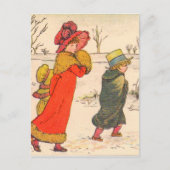 Kate Greenaway winterscène Briefkaart (Voorkant)