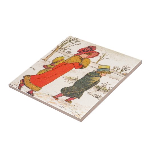 Kate Greenaway winterscène Tegeltje (Zijkant)