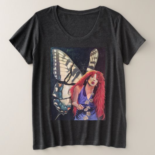 Kate is een vlinder. Katerfly. Grote Maat T-shirt (Design voorkant)