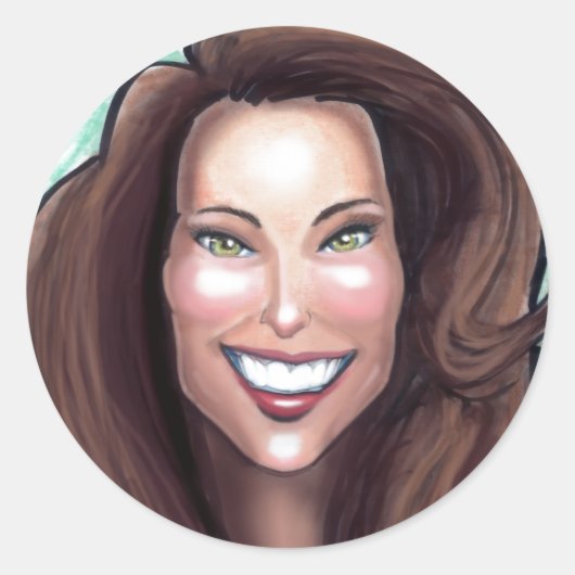 Kate Middleton Caricature Ronde Sticker (Voorkant)