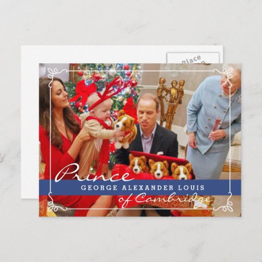 Kate Middleton Prince George Christmas Feestdagenkaart (Voorkant / Achterkant)