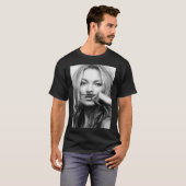 Kate Moss, Mustache, Zwarte en Witte Foto Ac T-shirt (Voorkant volledig)