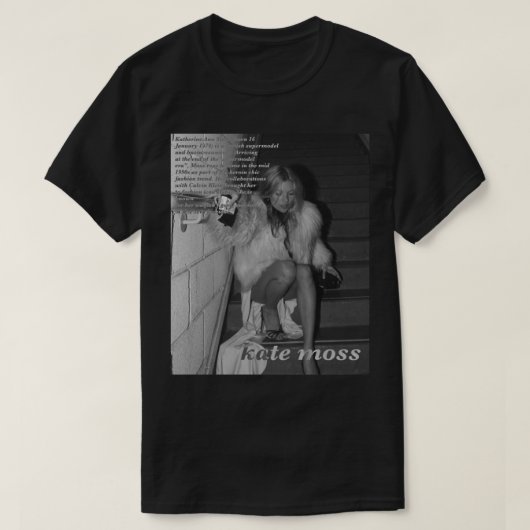 kate moss zwart - wit t-shirt (Design voorkant)
