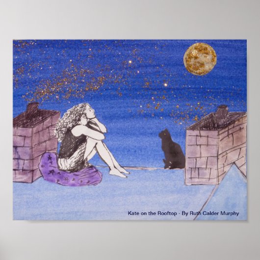 Kate op de Daktop - Fantasy Self Portrait Poster (Voorkant)