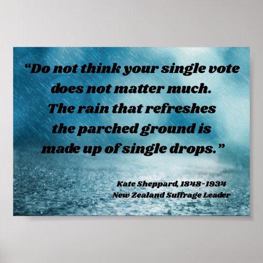 Kate Sheppard Suffrage Quote Nieuw-Zeeland Strijd  Poster (Voorkant)
