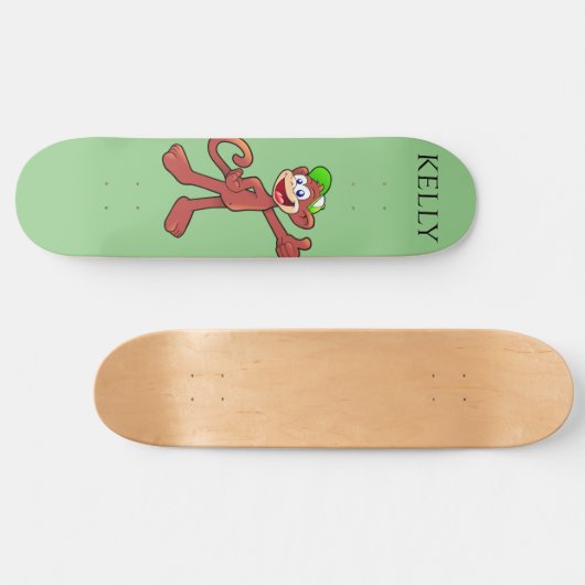 Kateboard met aap, aangepaste naam. persoonlijk skateboard (Horizontaal)