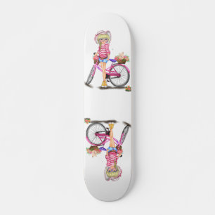 Kateboard voor een bladermeisje met roze bike persoonlijk skateboard