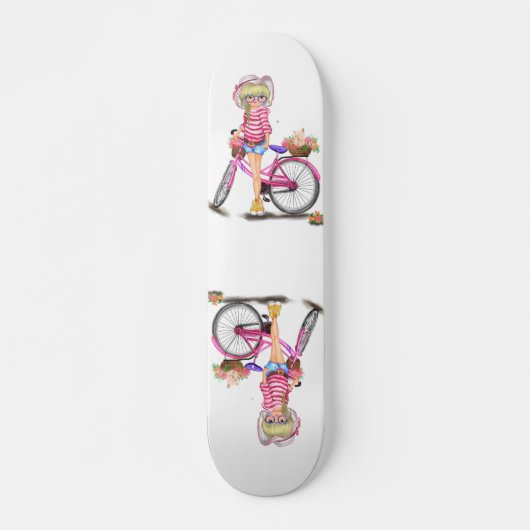 Kateboard voor een bladermeisje met roze bike persoonlijk skateboard (Voorkant)