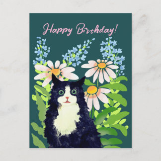 Kater aquarel Gefeliciteerd verjaardag Feestdagenkaart