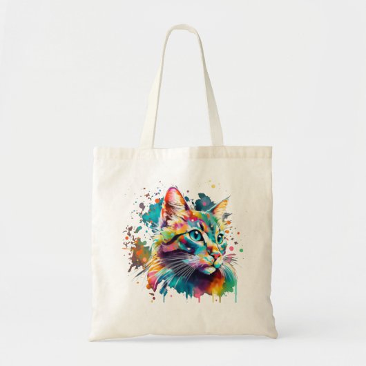 Kater Aquarel Kunst Tote Bag (Voorkant)