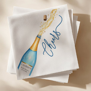 Kater Bruisend Blauw Champagne Bruiloftsfeest Serv Servet