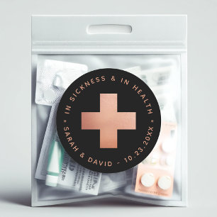 Kater Kit Rose Goud Zwart Kruis Ziekte Gezondheid Ronde Sticker