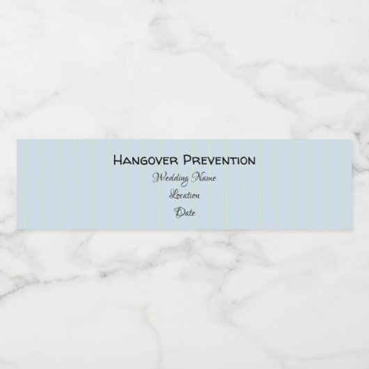 Kater Preventie: Bruiloft Waterfles Etiket (Enkel label)