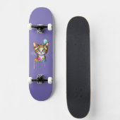 Kater Waterverf Kleurrijk Persoonlijk Skateboard (Voorkant)