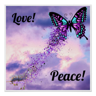 Katerijlermorf naar Paarse en zwarte vlinder Perfect Poster