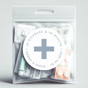 Katerkit Dusty Blue 'In ziekte en gezondheid' Ronde Sticker