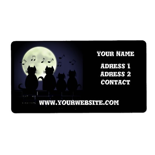 katerwaaien ,Katten in het maanlicht. Personalisee Etiket (Voorkant)