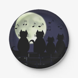 Katerwauling, Katten in het maanlicht. Papieren Bordje