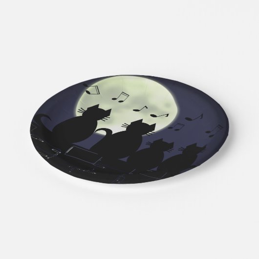 Katerwauling, Katten in het maanlicht. Papieren Bordje (Gekanteld)